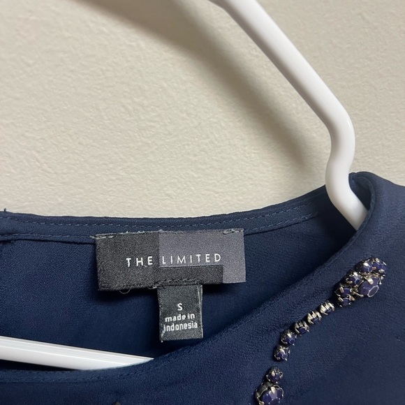 2/$25 The Limited - Navy Sleeveless Top/Blouse with Embellished Collar - Picture 5 of 7